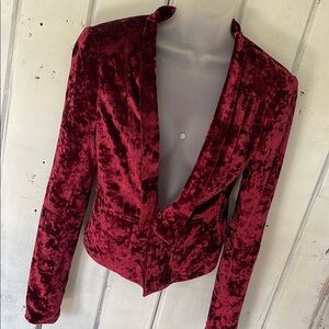 Gorgeous burgundy crushed velvet jacket.